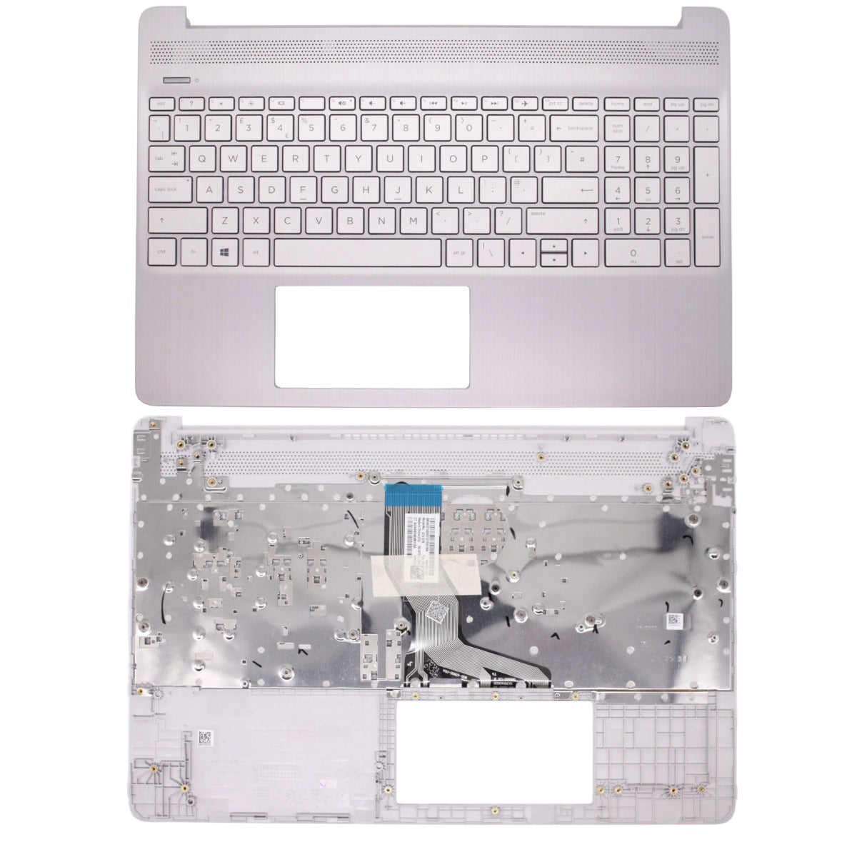 Genuine HP 15S-FQ 15S-EQ Laptop Palmrest Silver With UK Non-Backlit Keyboard-L63578-031 Without Fingerprint