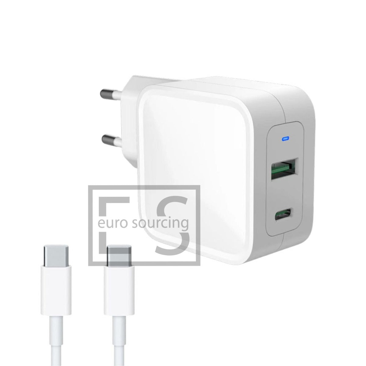 Ładowarka USB-C 65 W do Samsung Galaxy S22 Ultra z podwójnym portem QC, biała, zamienna do laptopa AJP
