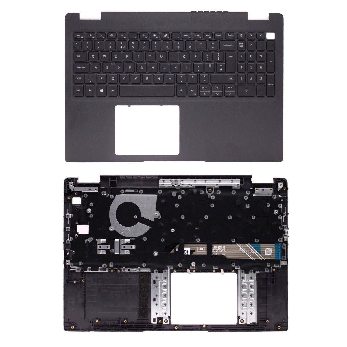 For Dell Latitude 15 3510 (Type P101F) Palmrest UK Layout Non-Backlit Replacement Keyboard Black