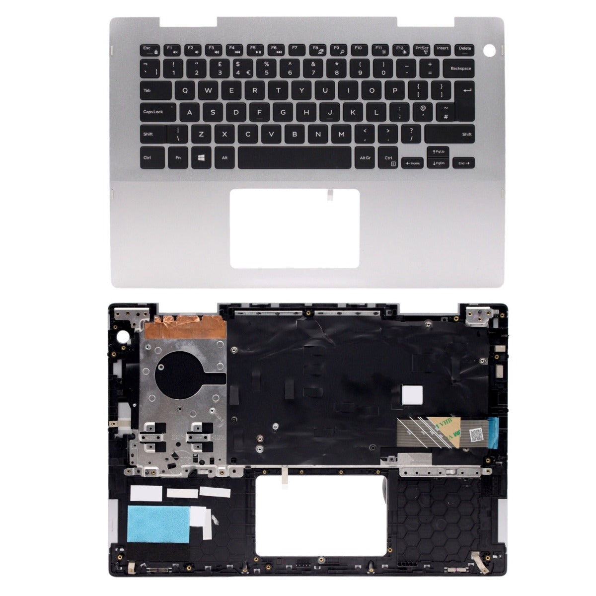 Genuine Dell Inspiron 5482 5491 CTPK0 41KVJ 9294M Palmrest UK English Keyboard Silver Non-backlit