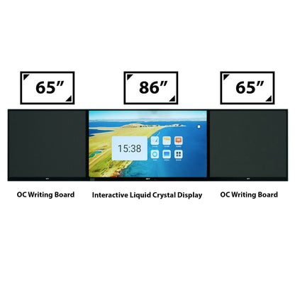 86" Interactive Liquid Crystal Display + 2x 65" Sub Writing Boards | for Classroom and Business, Remote Meeting, Interactive Screen, Smart Whiteboard, Office or School