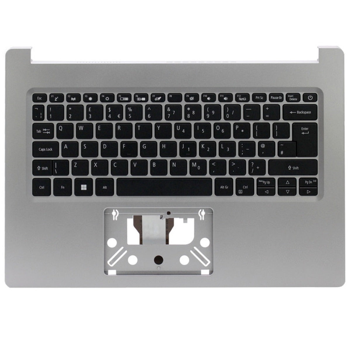 For Acer Aspire 1 A114-33-P3C8 UK Non-Backlit Layout PalmrestCover Replacement Keyboard Silver