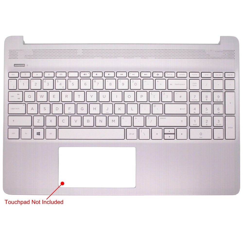 Genuine HP 15S-FQ1013NA Laptop Palmrest Silver With UK Non-Backlit Keyboard-L63578-031 Without Fingerprint