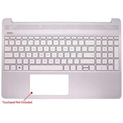 Genuine HP 15S-FQ 15S-EQ Laptop Palmrest Silver With UK Non-Backlit Keyboard-L63578-031 Without Fingerprint