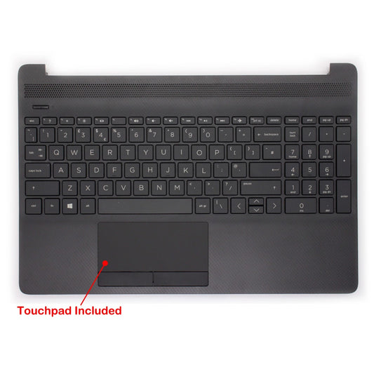 For HP 15-DW Series Black Palmrest Top Case UK Replacement Keyboard With TrackPad