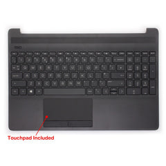 For HP 15-DW Series Black Palmrest Top Case UK Replacement Keyboard With TrackPad