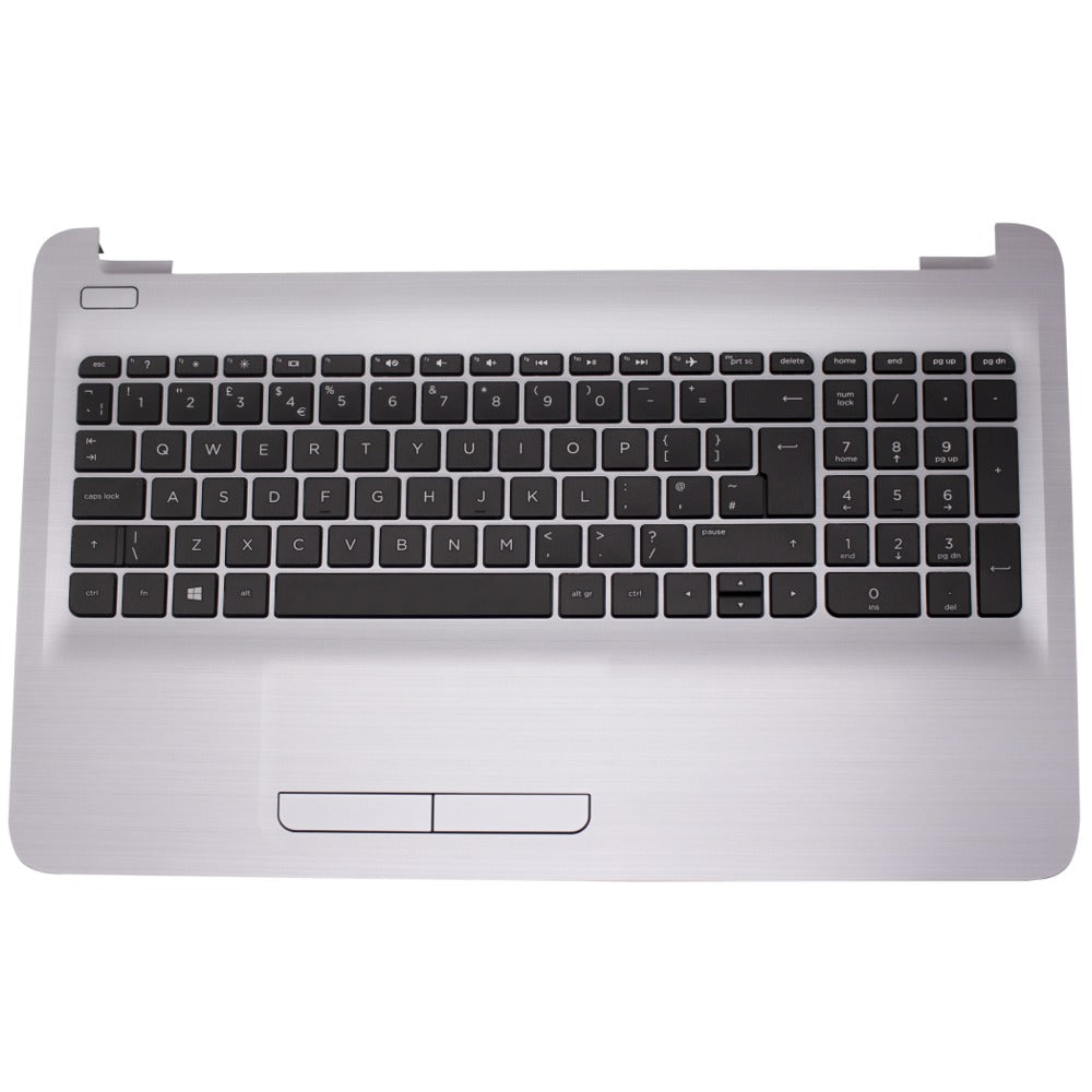 Replacement For HP 15-AC 15-AF 15-AY 250 G4 255 G4 256 G4 Silver Palmrest Top Case UK Non-Backlit Keyboard With Touchpad 813976-031 Compatible With HP PAVILION 15-AY