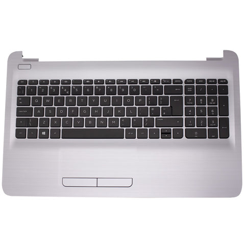 Replacement For HP 15-AC 15-AF 15-AY 250 G4 255 G4 256 G4 Silver Palmrest Top Case UK Non-Backlit Keyboard With Touchpad 813976-031