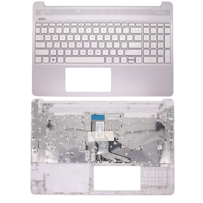 Genuine HP 15S-FQ 15S-EQ Laptop Palmrest Silver With UK Non-Backlit Keyboard-L63578-031 Without Fingerprint