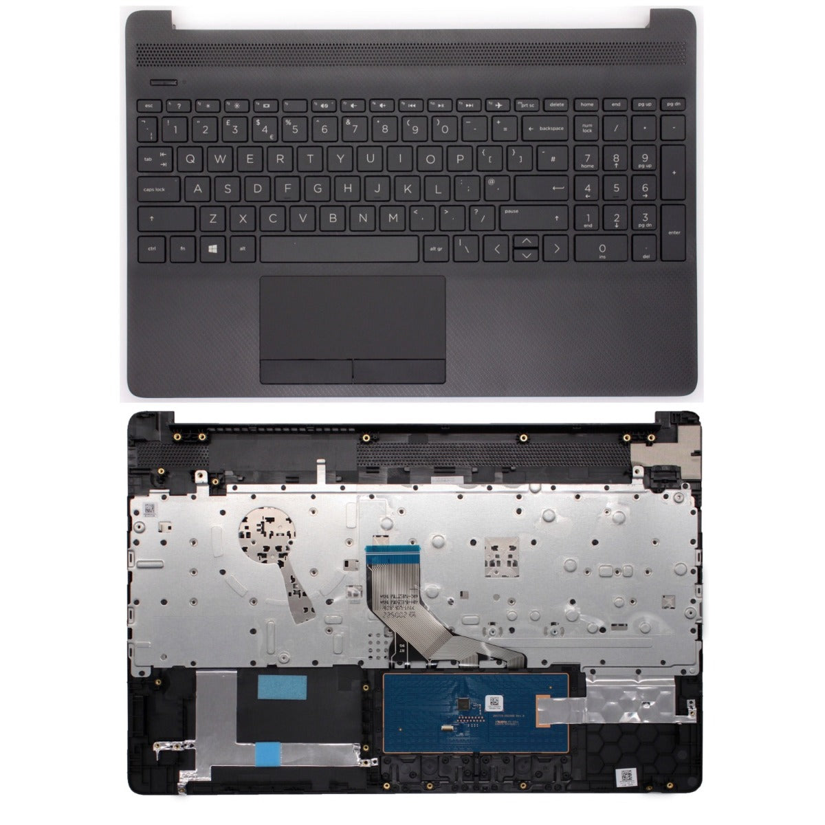 For HP 15-DW Series Black Palmrest Top Case UK Replacement Keyboard With TrackPad