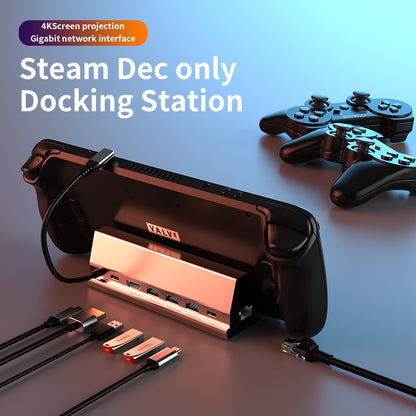 7 in 1 Steam Deck Docking Station Type-c For 1 x USB-C PD / 1 x USB-C DATA / 1 x HDMI / 1 x RJ45 / 2 x USB 3.0 / 1 x USB 2.0