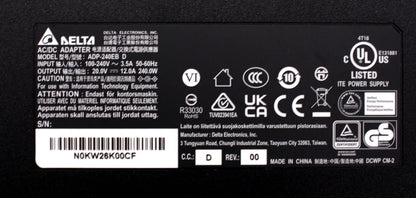 New Delta 240W 20V 12.0A 7.4MM x 5.0MM Laptop Notebook Gaming Adapter Power Supply