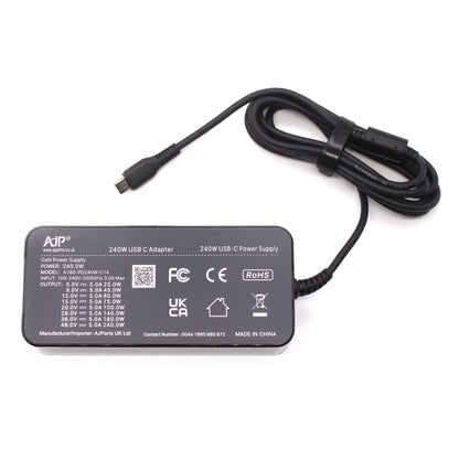 AJP 240W (48V 5A) USB-C GaN Power Supply Replacement Laptop AC Adapter Charger with Kettle Lead Cable