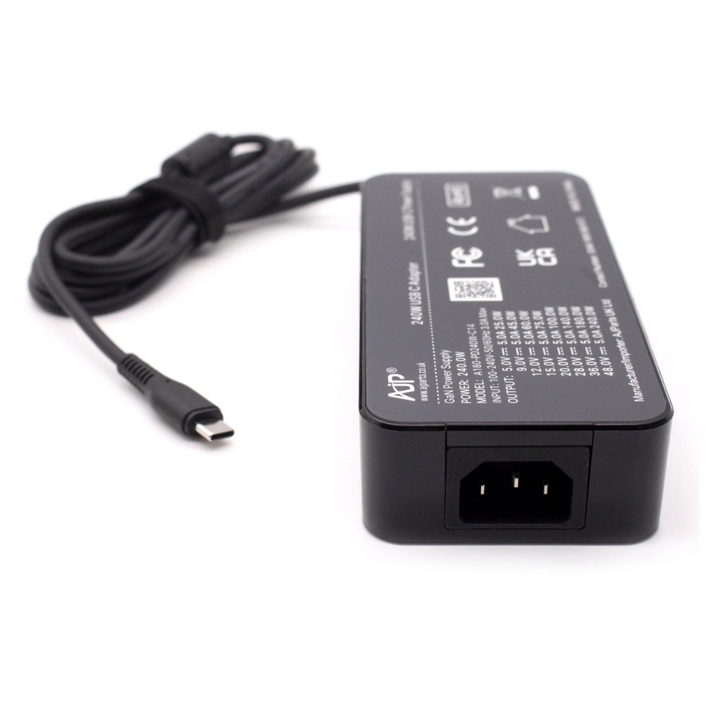 AJP 240W (48V 5A) USB-C GaN Power Supply Replacement Laptop AC Adapter Charger with Kettle Lead Cable