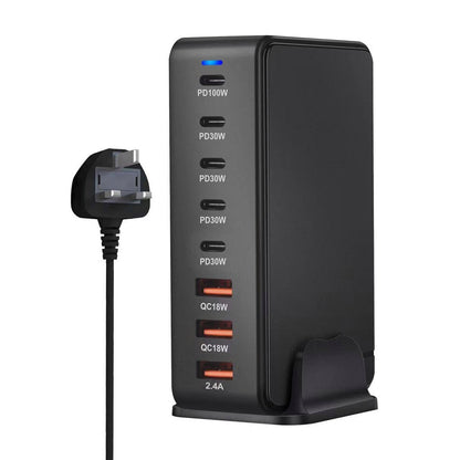 AJP 268W Desktop GAN Charger 8 Port USB Type-C PD Charging Station Fast Charger BLACK