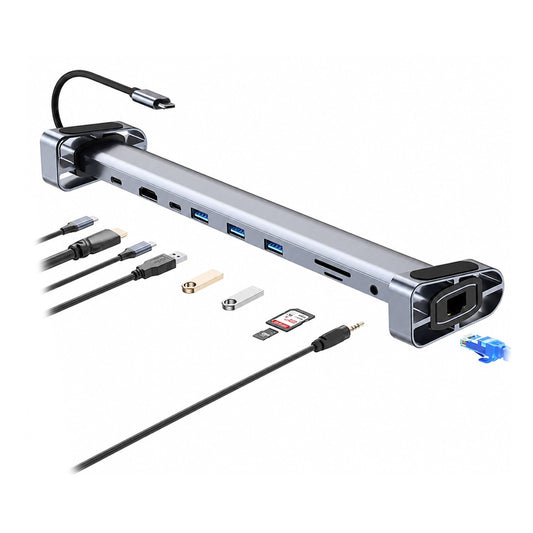 10-in-1 USB-C Docking Station & Laptop Stand Riser | 4K@60Hz HDMI, 100W PD Charging, Ethernet, 3x USB 3.0