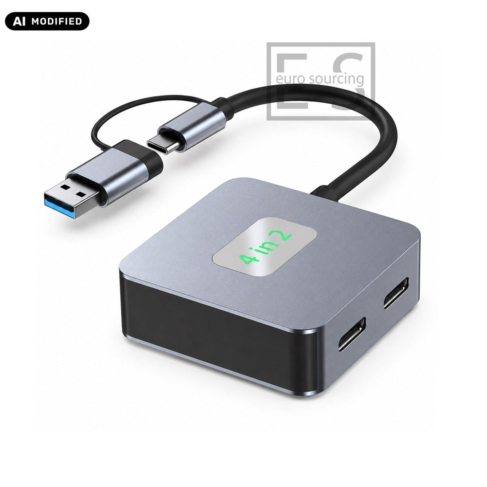 AJP 4-in-2 USB 3.2 Hub Adapter USB-C & USB-A to 2x USB-A + 2x USB-C 10Gbps