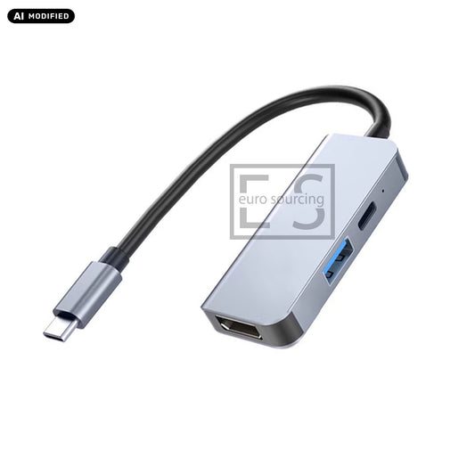 AJP 3-in-1 USB-C Multifunction Hub Adapter – 4K HDTV, USB 3.0 5Gbps & 87W PD Charging