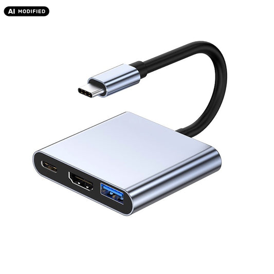 AJP 3-in-1 USB-C Hub Adapter with HDTV 4K@30Hz, USB 3.0 5Gbps & 100W PD Charging