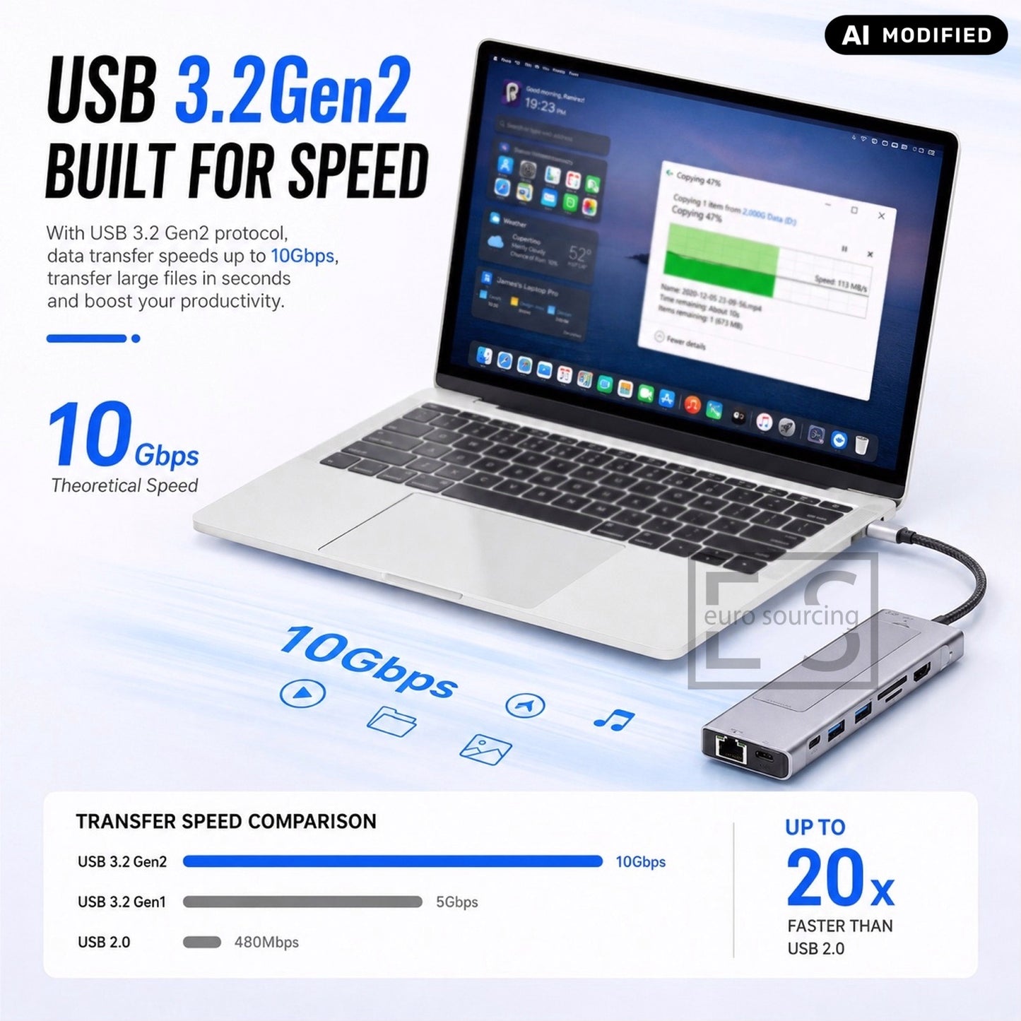 9-in-1 USB C M.2 SSD Enclosure Docking Station 10Gbps 4K HDMI 100W PD USB 3.2 SD TF RJ45 Ethernet