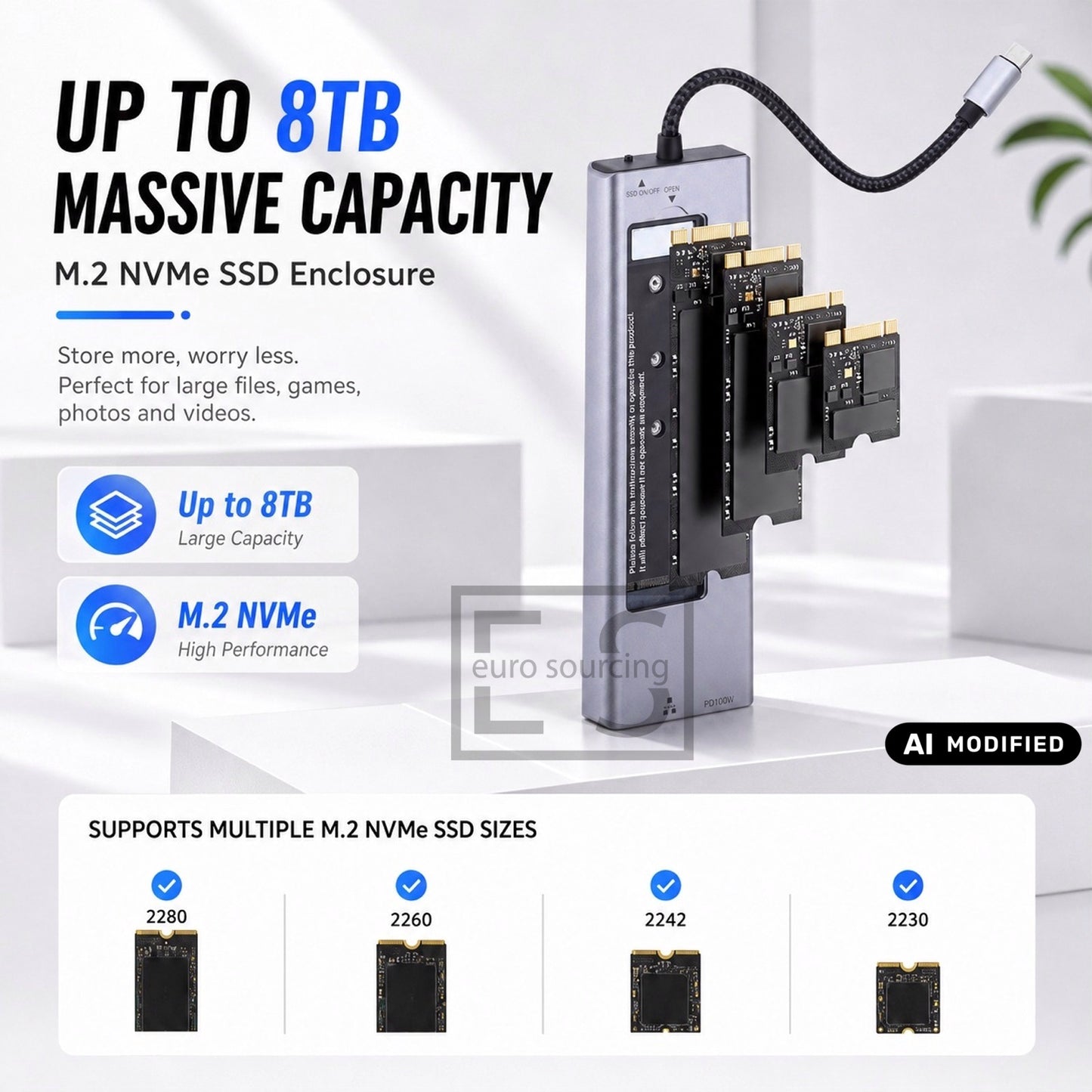 9-in-1 USB C M.2 SSD Enclosure Docking Station 10Gbps 4K HDMI 100W PD USB 3.2 SD TF RJ45 Ethernet