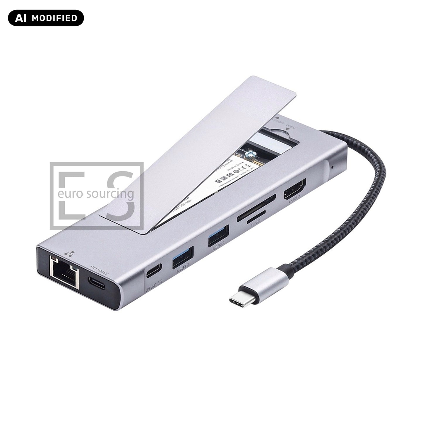 9-in-1 USB C M.2 SSD Enclosure Docking Station 10Gbps 4K HDMI 100W PD USB 3.2 SD TF RJ45 Ethernet