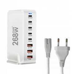 AJP 268W Desktop GAN Charger 8 Port USB Type-C PD Charging Station Fast Charger White