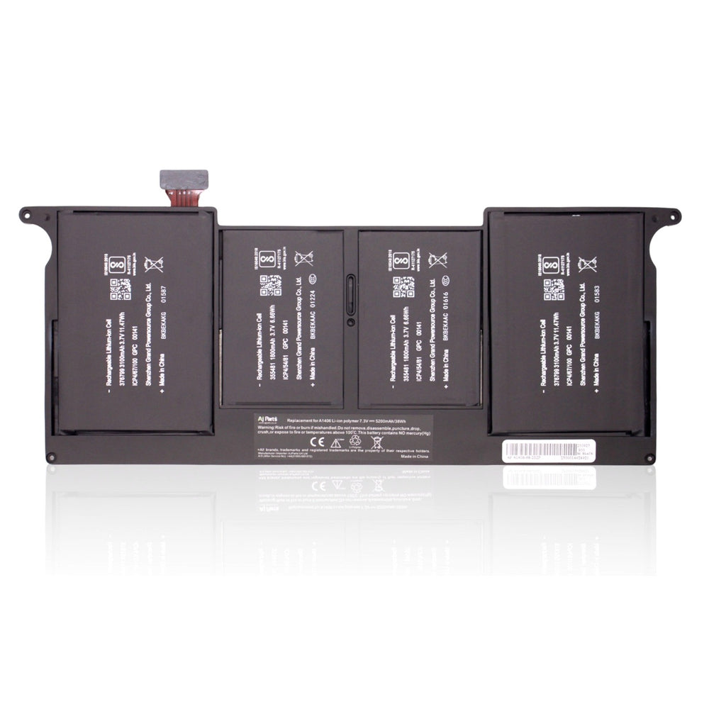 Brand AJP MacBook A1406, A1406-68-2S2P 7.3V 5200mAh 38Wh 4-Cell Li-ion Replacement Laptop Battery Black