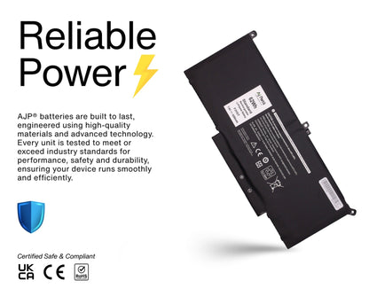 Replacement Dell Latitude F3YGT, F3YGT-S-2S2P 4-Cell 7.6V 8200mAh 62Wh High Capacity AJP Laptop Battery