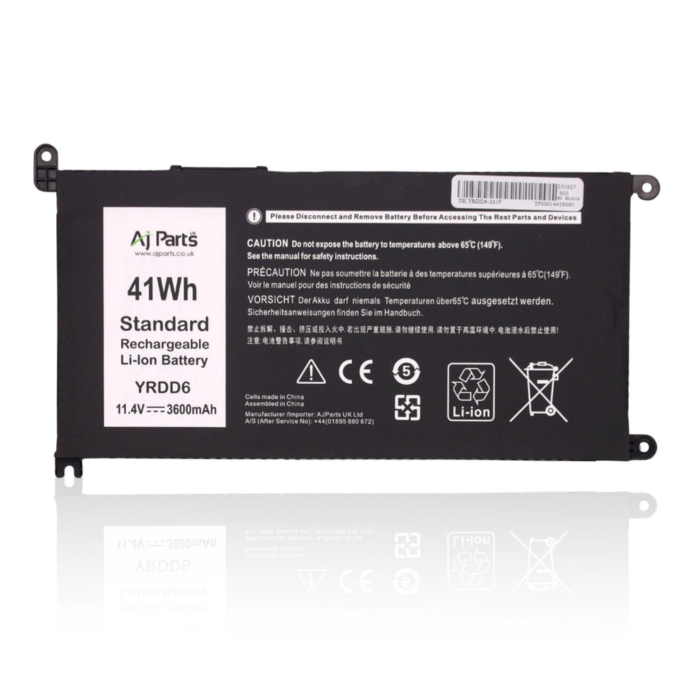 Dell YRDD6 YRDD6-3S1P 3-Cell 11.4V 3600mAh / 41Wh Li-ion High Capacity Replacement AJP Laptop Battery Black