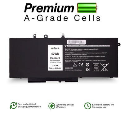 Replacement AJP Laptop Battery for Dell GJKNX / GJKNX-H-37-2S2P Li-ion 4-Cell 7.6V 62Wh 8200mAh Black