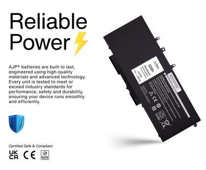 Replacement AJP Laptop Battery for Dell GJKNX / GJKNX-H-37-2S2P Li-ion 4-Cell 7.6V 62Wh 8200mAh Black