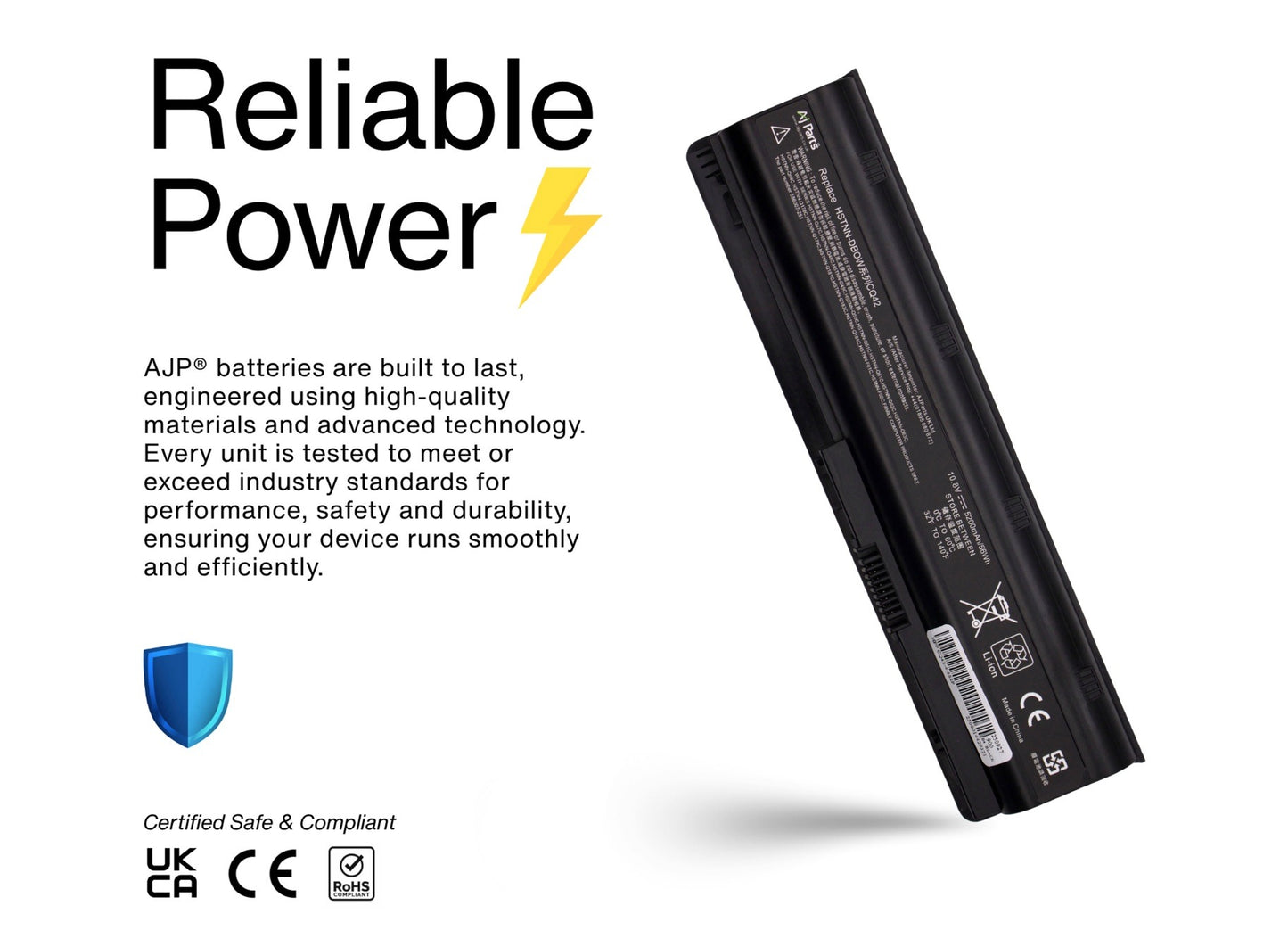 Brand AJP Battery for HP CQ42, CQ42-4-3S2P 10.8V 5200mAh (56Wh) 6-Cell Replacement Laptop Battery