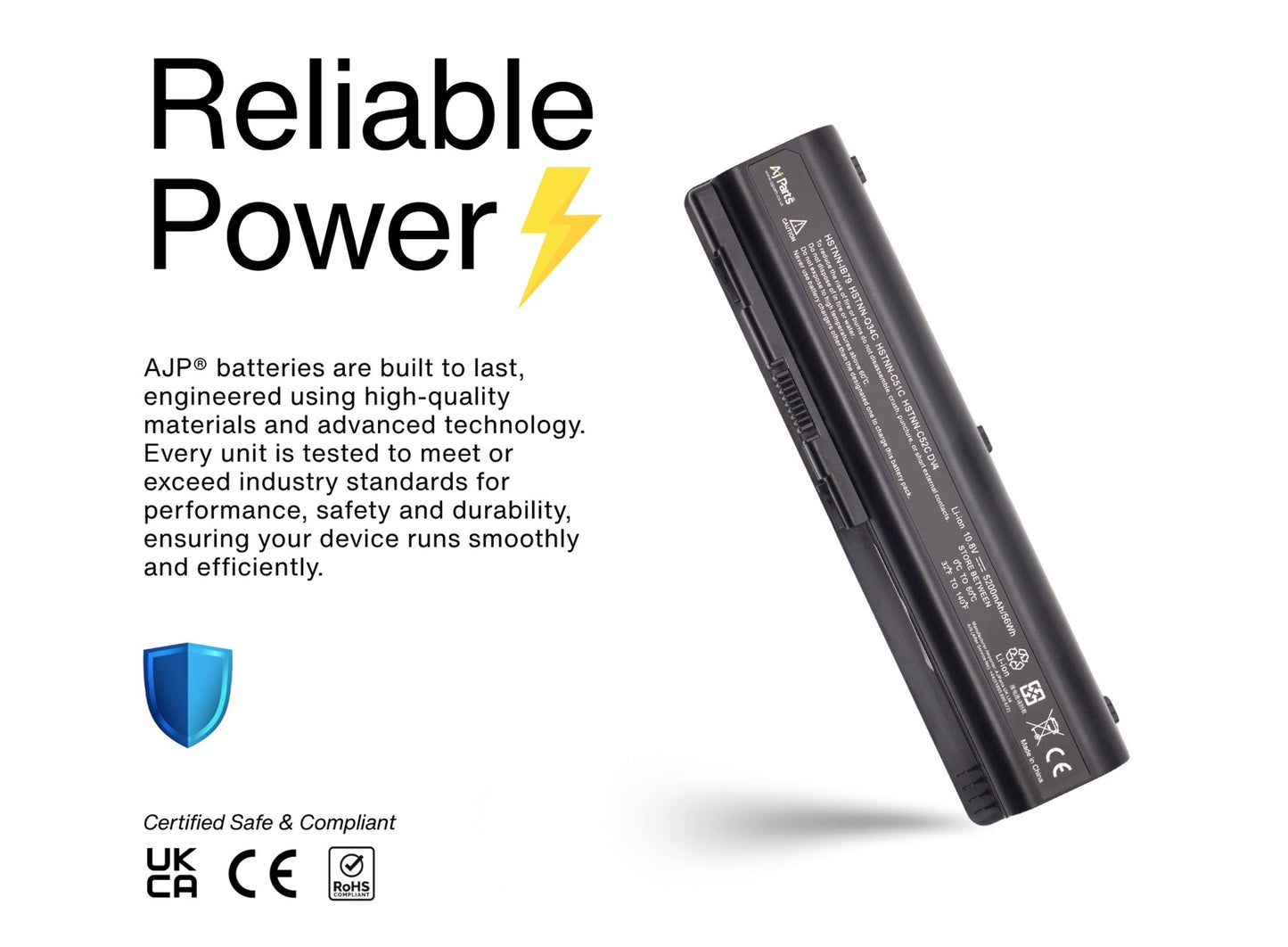 Replacement HP DV4 / DV4-4-3S2P 10.8V 5200mAh (56Wh) 6-Cell Li-ion AJP Laptop Battery Black