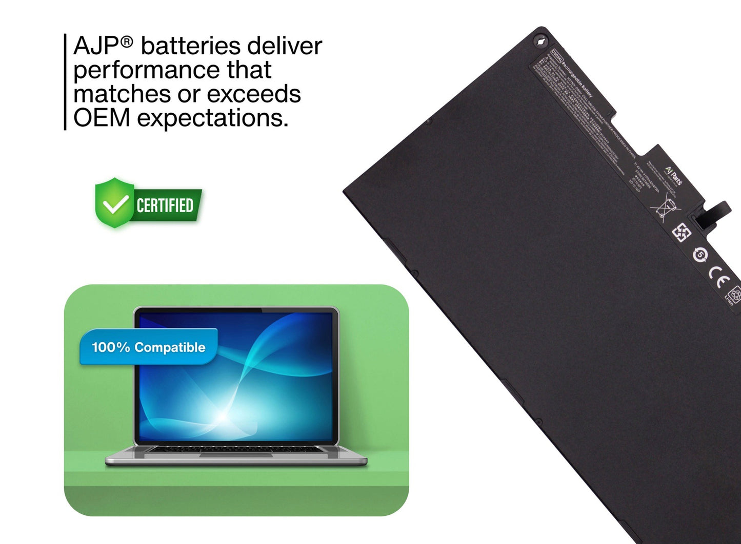 AJP CS03 / CS03-S-ZY 3-Cell 11.4V 4100mAh (47Wh) Li-ion Replacement Laptop Battery for HP