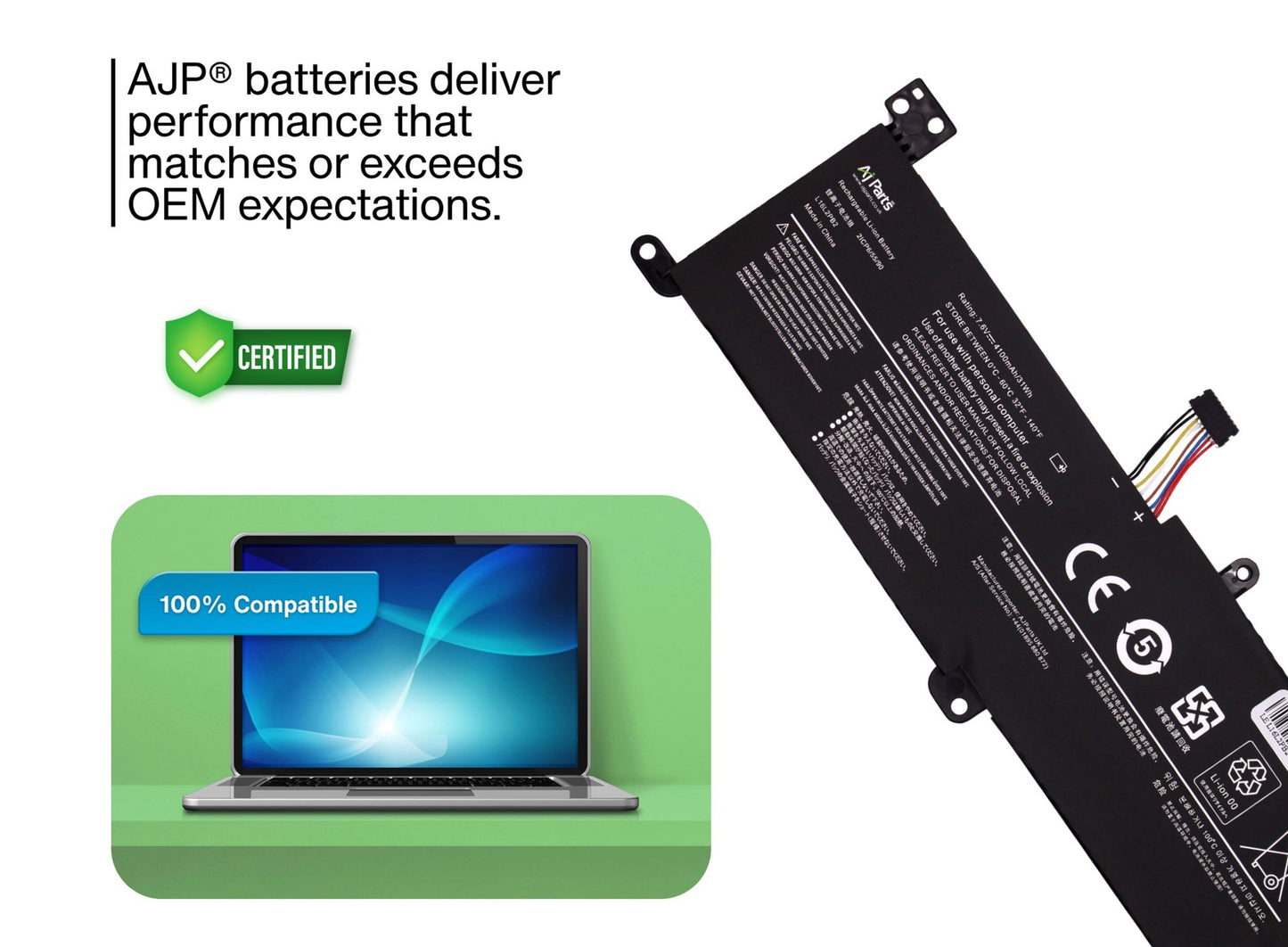 AJP L16L2PB2 / LE L16L2PB2-H-68-2S1P 7.6V 4100mAh 2-Cell Li-ion Replacement Battery for Lenovo Laptop