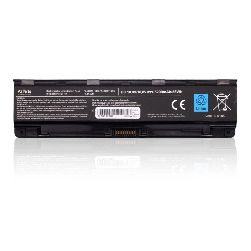 Replacement Battery for Toshiba 5024 10.8V 5200mAh (5024-ZY-3S2P) 6-Cell Li-ion AJP Laptop Battery Black