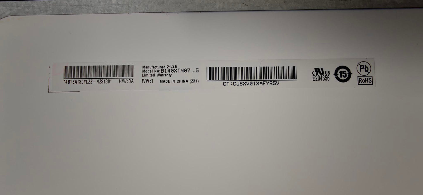 Refurbished - B140XTN07.5 14" LCD LED Non-Touch HD WXGA Laptop Replacement Screen