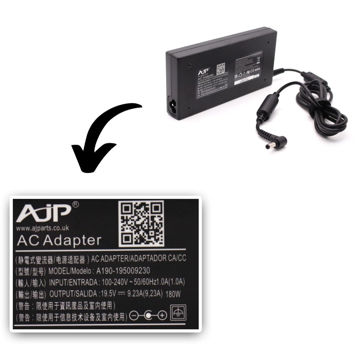 MSI GF65 Thin 9SEXR-249 180W Compatible Adapter Charger 5.5MM x 2.5MM
