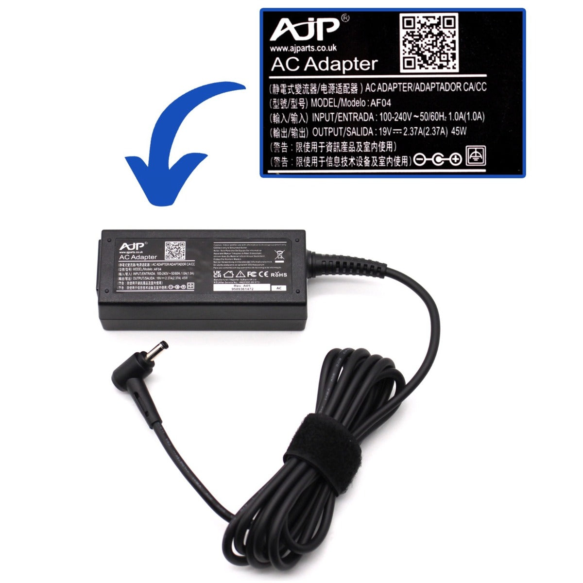 Asus Vivobook 14 X409MA 45W 4.0MM x 1.35MM UK Plug AJP Replacement Laptop Adapter