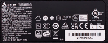 Genuine ADP-120VH DL Delta 120W Gaming Laptop Adapter 5.5MM x 2.5MM Charger Compatible With LENOVO IDEAPAD Y570-0862-29U