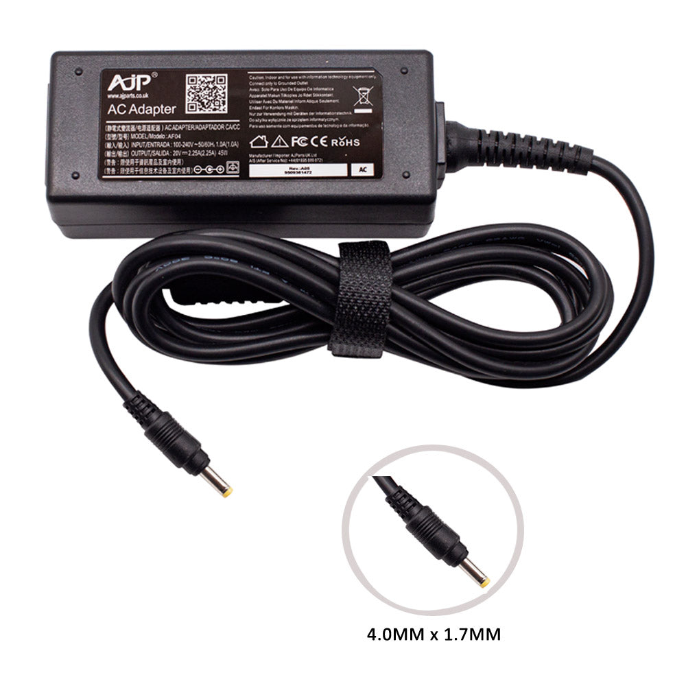 Lenovo IdeaPad 1 15IGL7(82VX) 20V 2.25A 45W AC Adapter Power Charger 4.0 MM x 1.7 MM