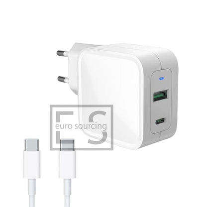 Ładowarka USB-C z podwójnym portem QC do laptopa Acer Aspire Go 15 AG15-51P Series 65 W, szybka, biała, AJP, zamiennik adaptera do laptopa
