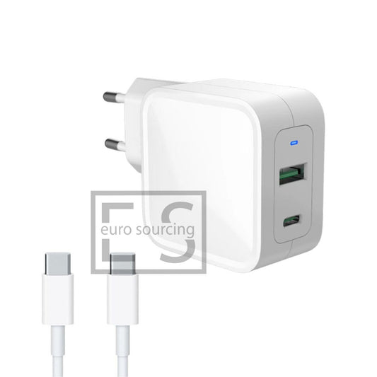 New Replacement AJP Brand 65W USB Type-C QC 3.0 PD Fast Charging Dual Port Type Wall Charger Adapter White