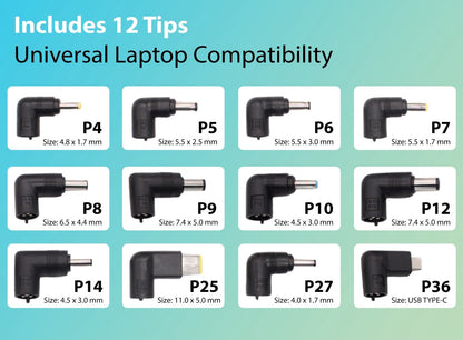 AJP 90 Watt Universal Laptop Adapter with 12 Interchangeable Connector pins