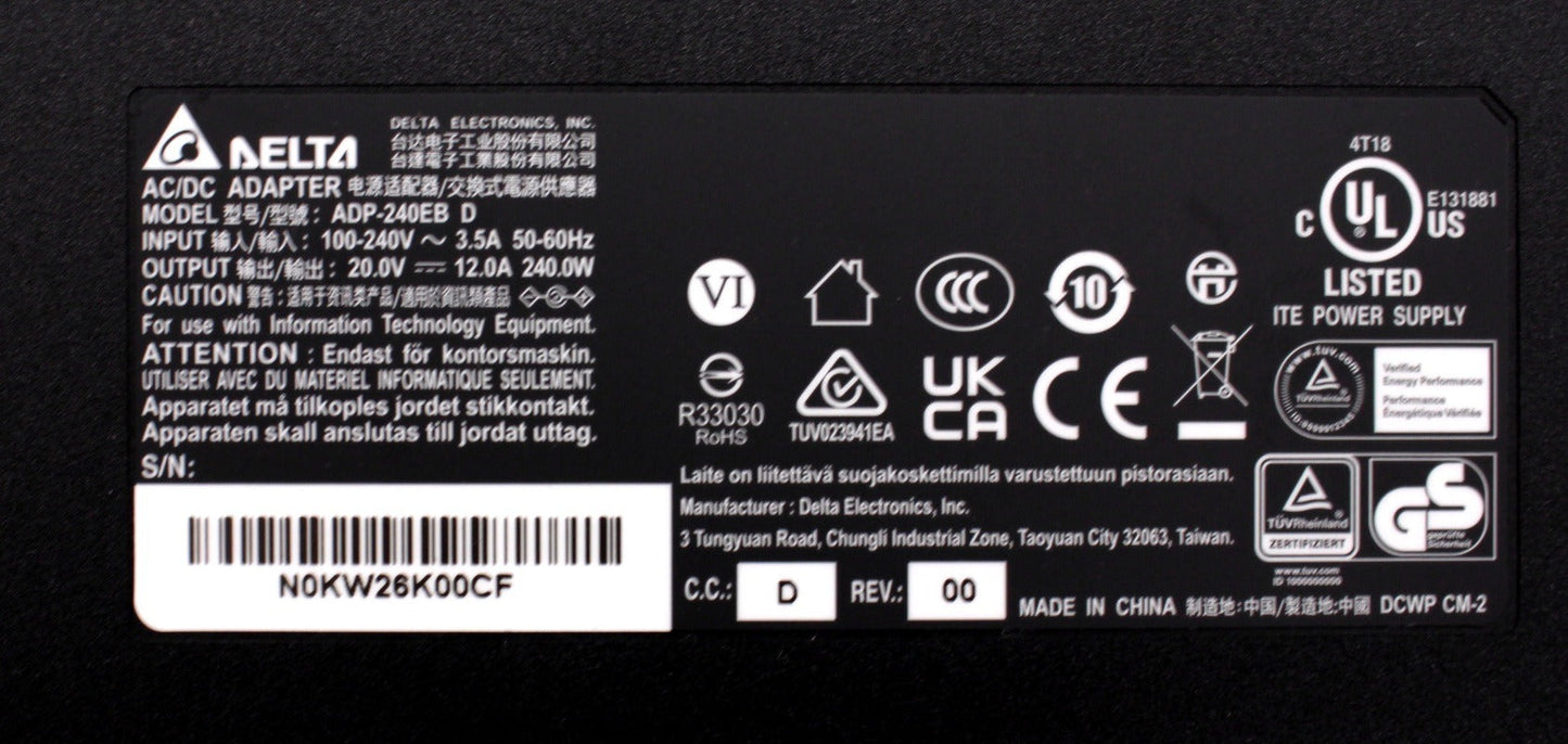 Asus Rog Strix G17 G713QM 240W 4.5MM x 3.0MM Gaming Laptop Adapter