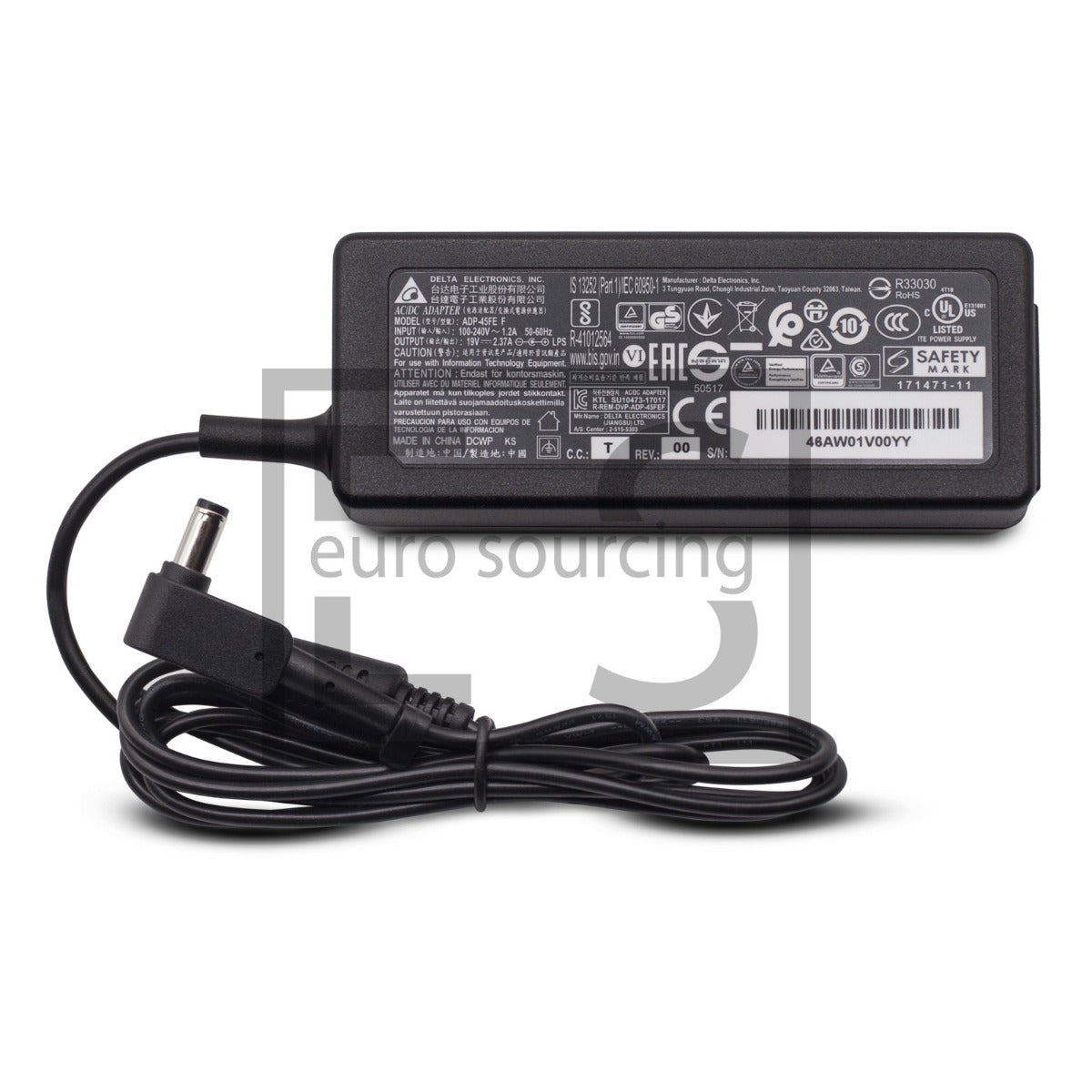 DELTA BRAND 19V 2.37A 45W AC ADAPTER 5.5MM x 1.7MM