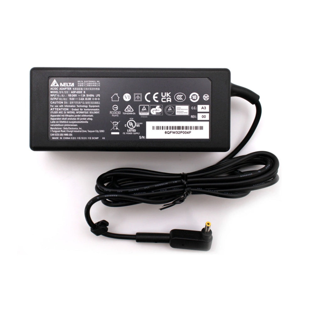 New Genuine Delta 65W 19V 3.42A 3.0MM x 1.1MM Laptop Adapter Charger