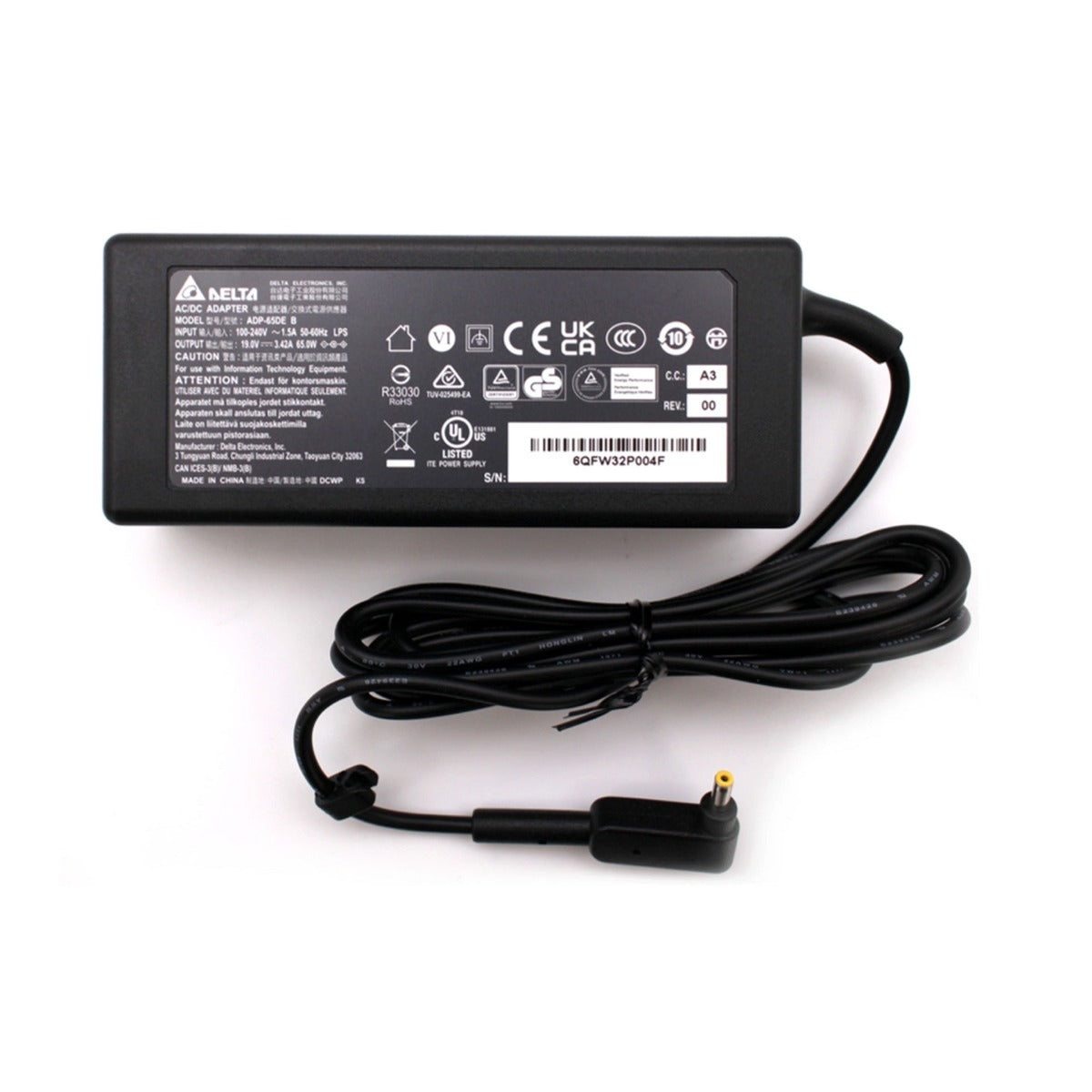 Genuine Delta Electronics 65W 19V 3.42A Adapter 3.0MM x 1.1MM Power Charger Compatible With  Acer ASPIRE 3 A315-24P-R7V1