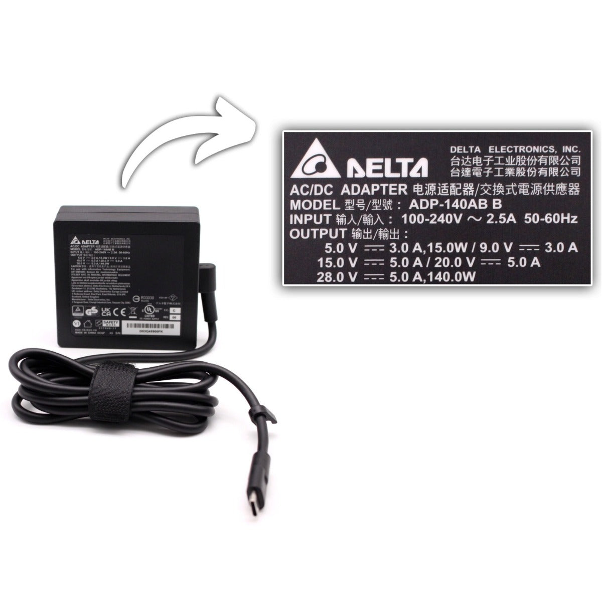 Mac Book Pro 15" 2017 140W USB-C Type-C Genuine Delta Laptop Adapter